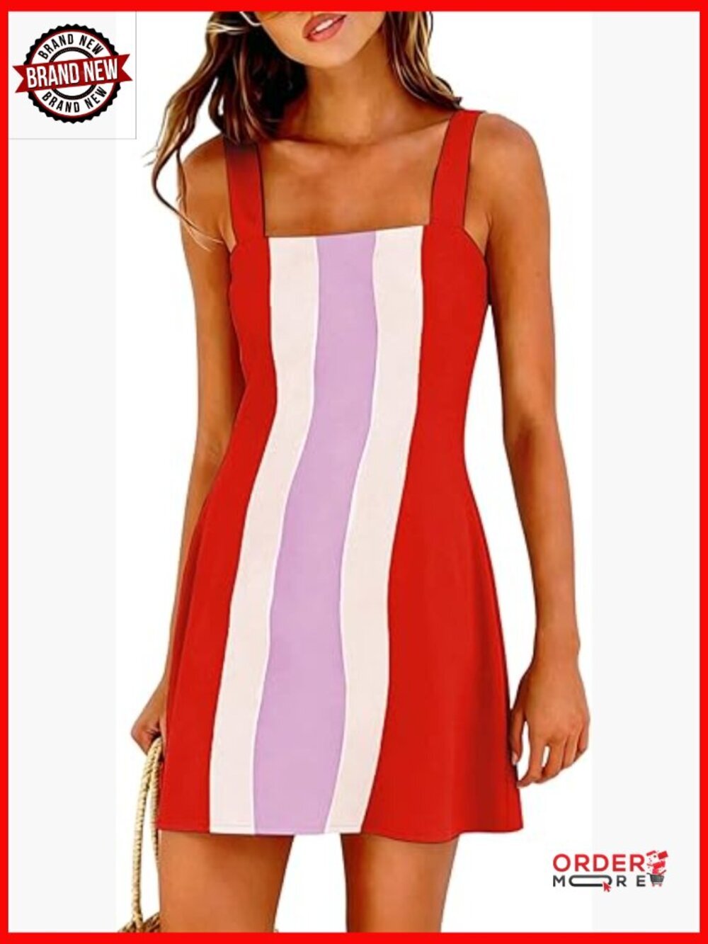 Color Block Mini Dress Beach Cover Up Vacation